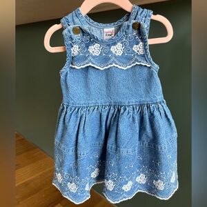 Camptown Blue Denim Dress with White Floral Details